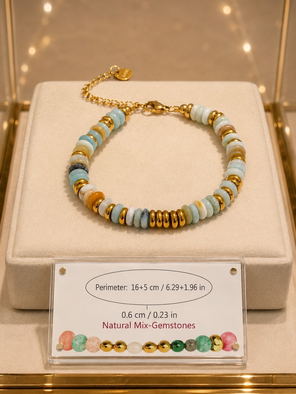 Gold-Accented Multicolor Beaded Bracelet - Women Jewelry - Picture 3 of 5